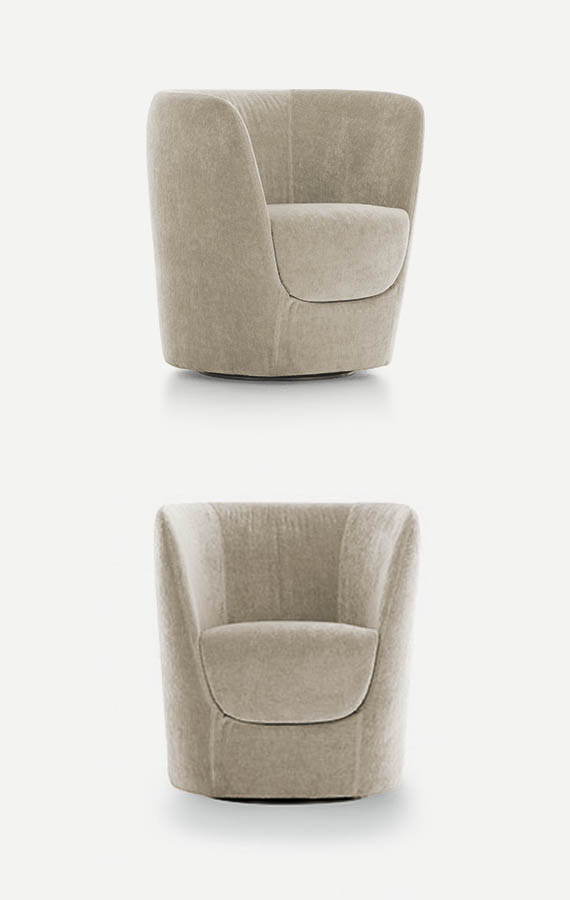 oplà amrchair The seat consists in a high, soft cushion designed to slot perfectly into the hollow in the middle of the carcass